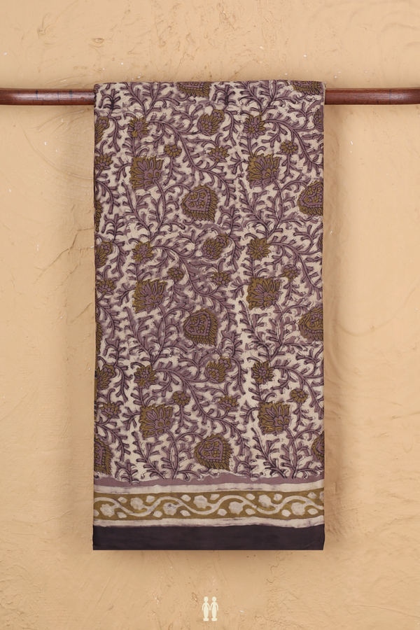 Modal Silk Saree In Cream With Floral Printed Design