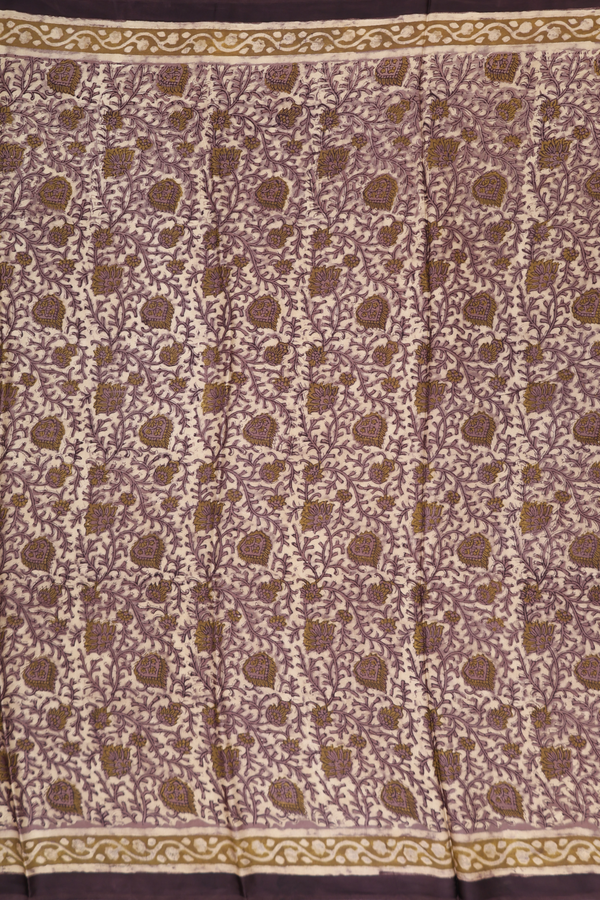 Modal Silk Saree In Cream With Floral Printed Design