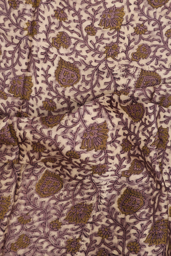 Modal Silk Saree In Cream With Floral Printed Design