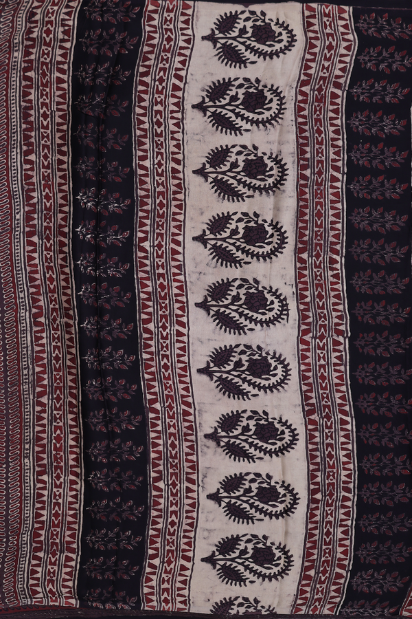 Modal Silk Saree In Dark Brown With Floral Printed Design