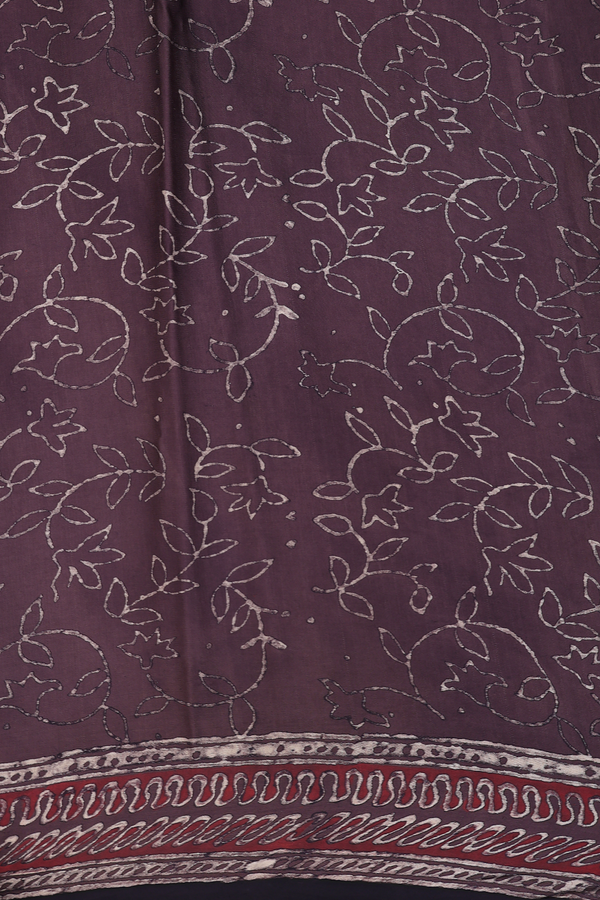 Modal Silk Saree In Dark Brown With Floral Printed Design