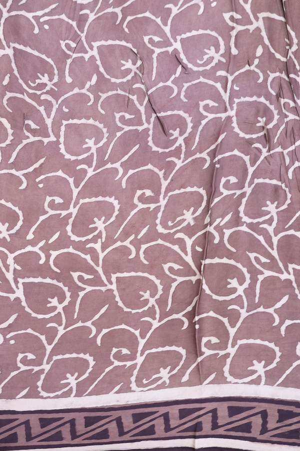 Modal Silk Saree In Dark Oak Brown With Floral Design