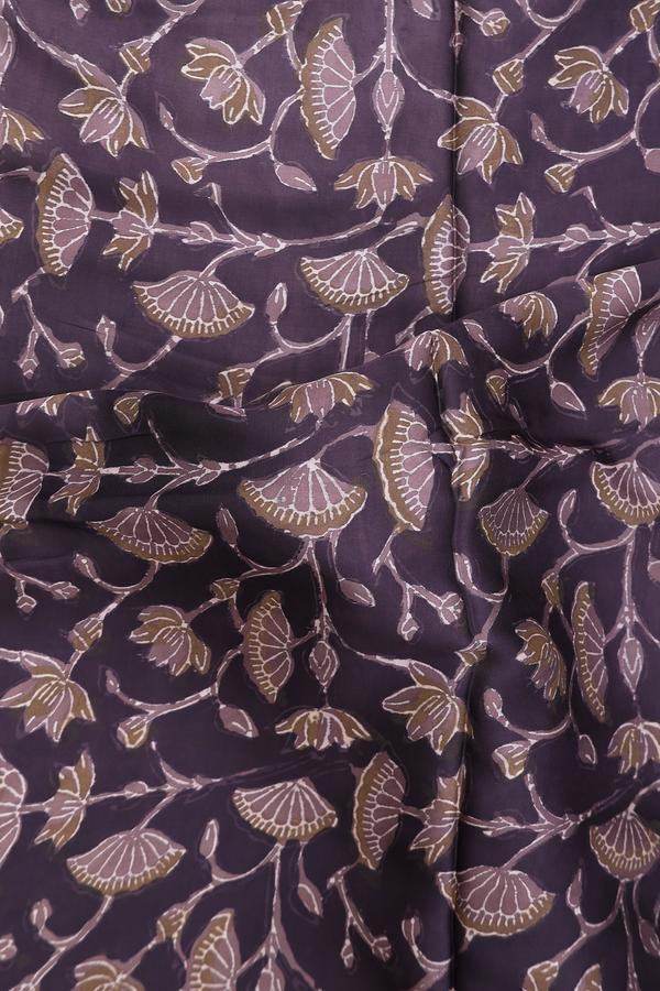 Modal Silk Saree In Dark Oak Brown With Floral Design