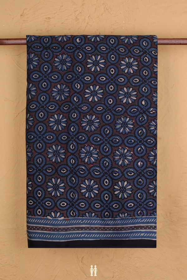 Modal Silk Saree In Plum Brown With Floral Design