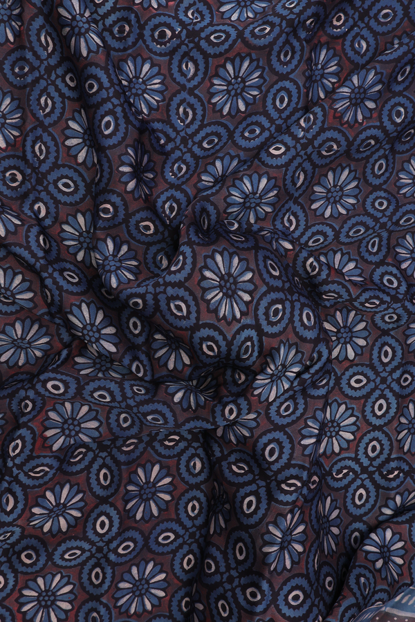 Modal Silk Saree In Plum Brown With Floral Design