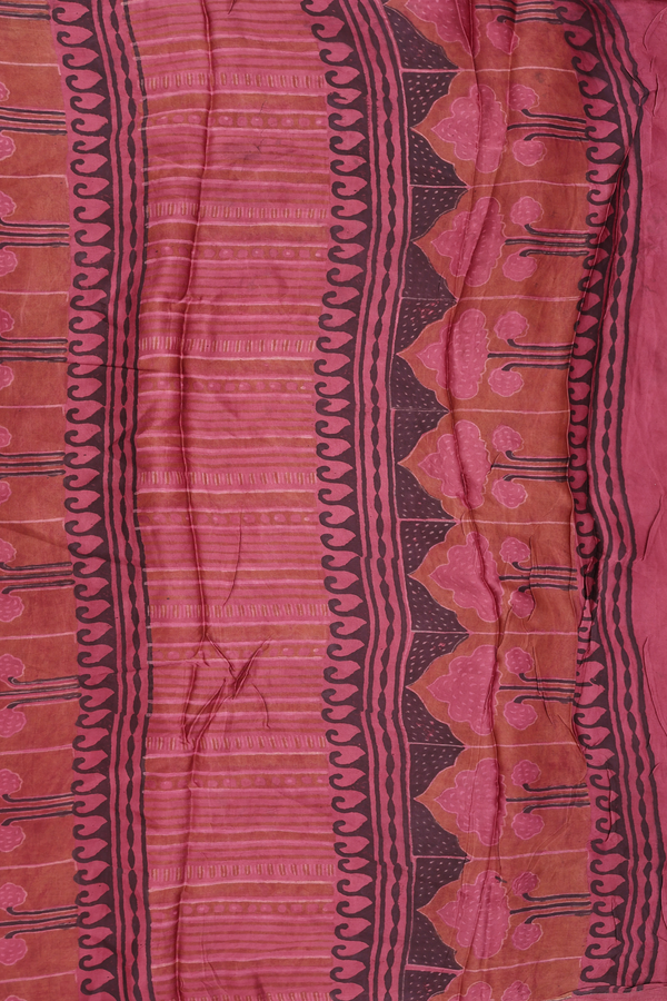 Modal Silk Saree In Dusty Red With Printed Design