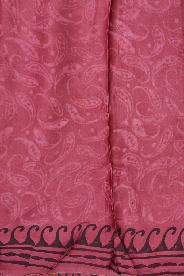 Modal Silk Saree In Dusty Red With Printed Design