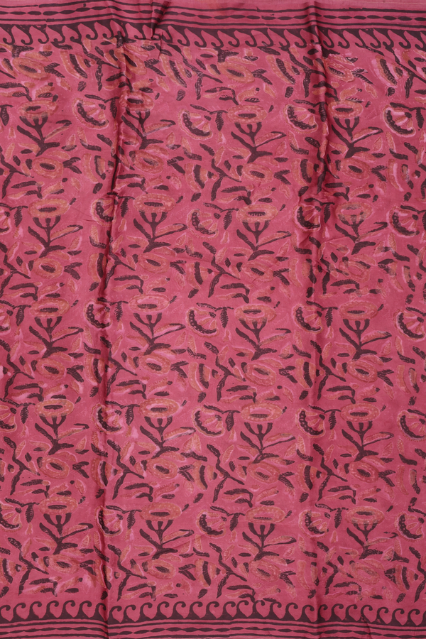 Modal Silk Saree In Dusty Red With Printed Design