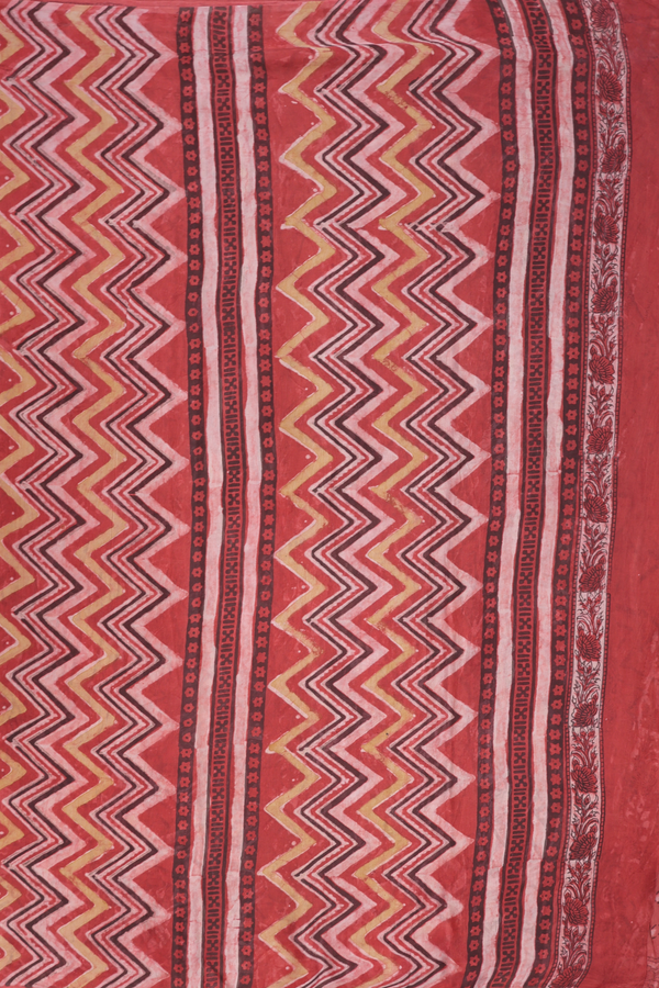 Modal Silk Saree In Dusty Red With Stripes Design