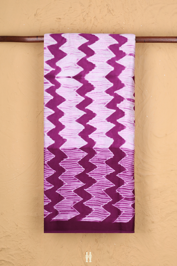 Modal Silk Saree In Grape Purple With Chevron Printed Design