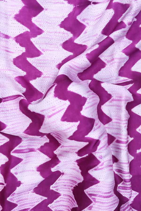 Modal Silk Saree In Grape Purple With Chevron Printed Design