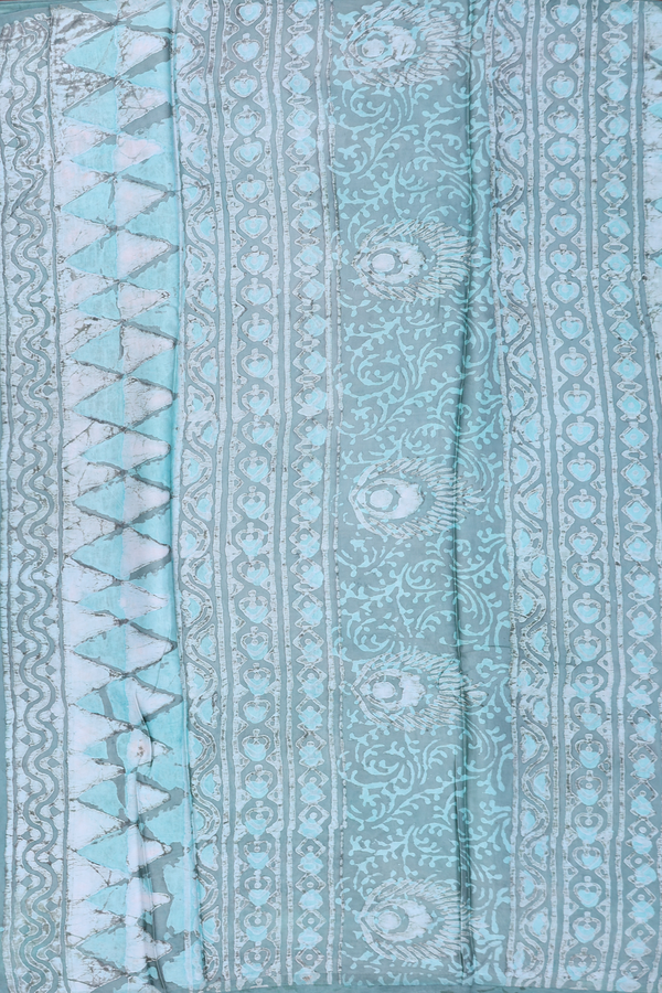 Modal Silk Saree In Greenish Grey With Floral Design