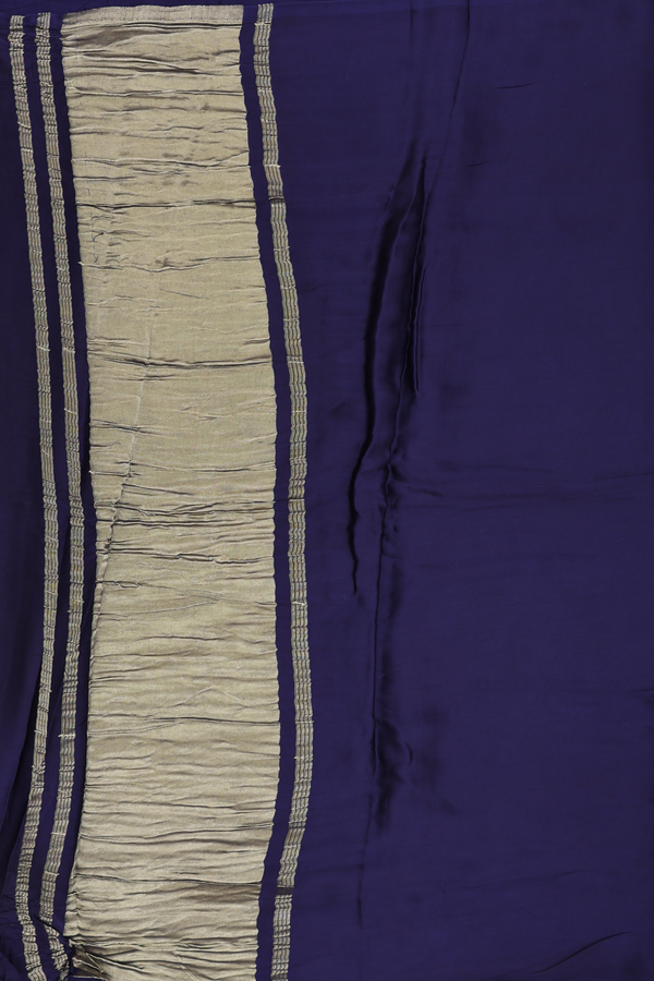 Modal Silk Saree In Navy Blue With Zari Pallu