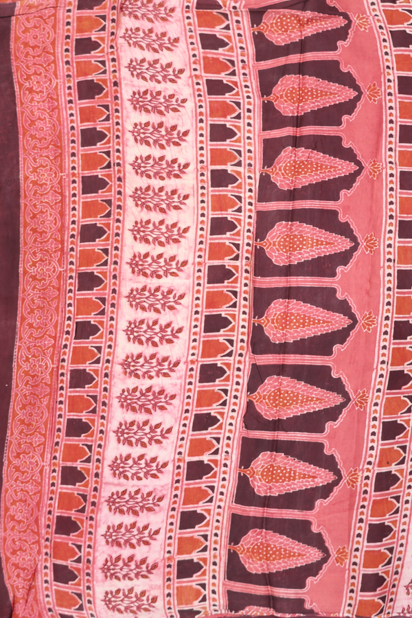 Modal Silk Saree In Orange With Floral Design