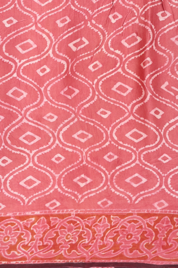 Modal Silk Saree In Orange With Floral Design