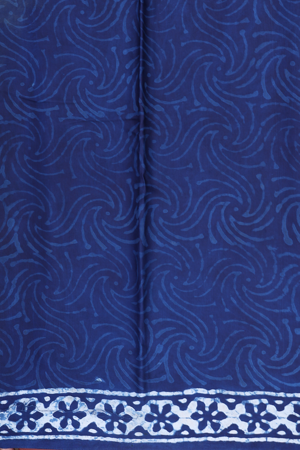 Modal Silk Saree In Oxford Blue With Printed Design