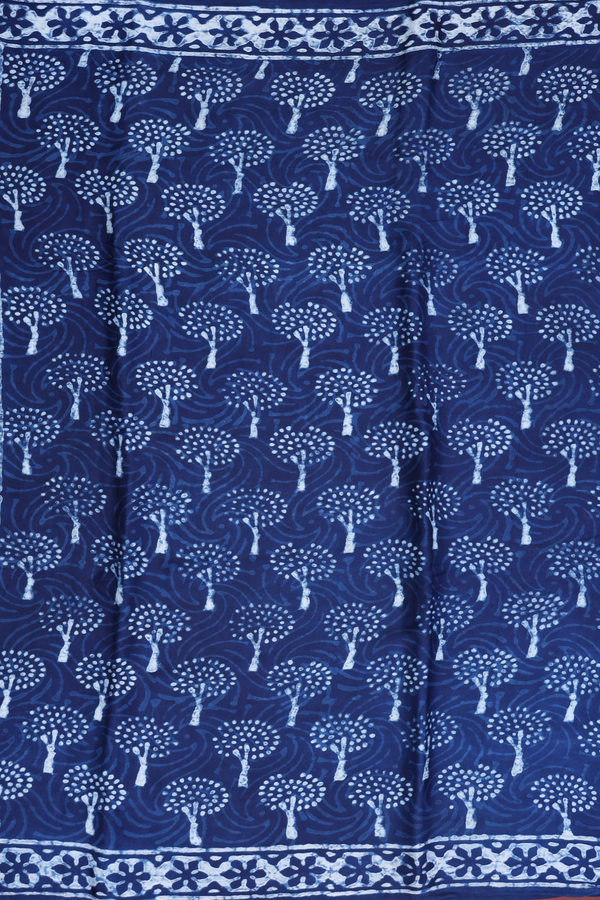 Modal Silk Saree In Oxford Blue With Printed Design