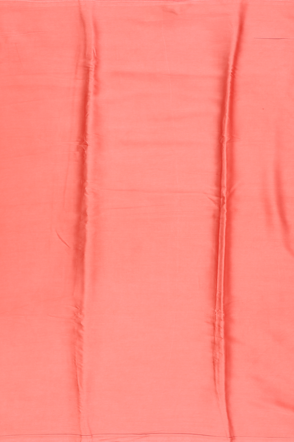 Modal Silk Saree In Peach With Zari Pallu
