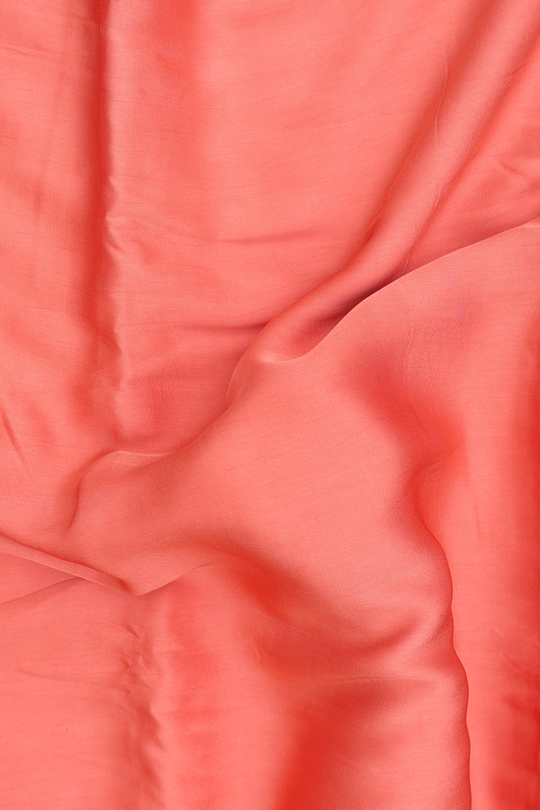 Modal Silk Saree In Peach With Zari Pallu