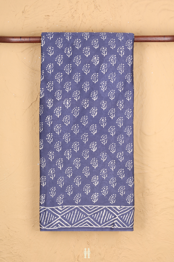 Modal Silk Saree In Pigeon Blue With Printed Design