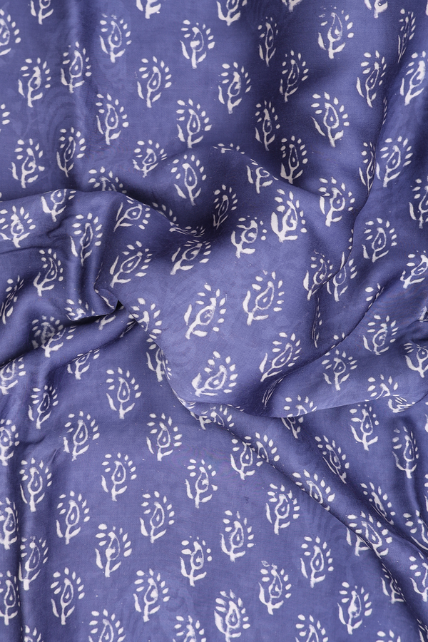 Modal Silk Saree In Pigeon Blue With Printed Design