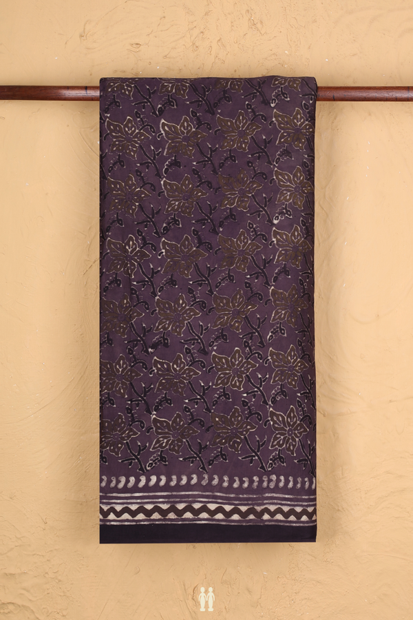 Modal Silk Saree In Plum Brown With Floral Printed Design