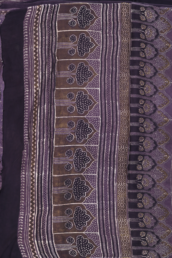 Modal Silk Saree In Plum Brown With Floral Printed Design