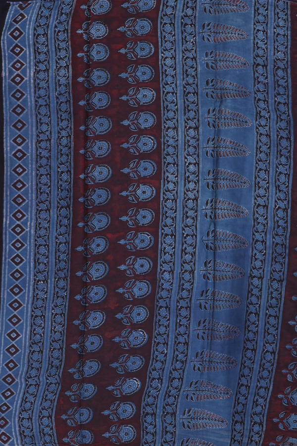 Modal Silk Saree In Prussian Blue With Floral Printed Design