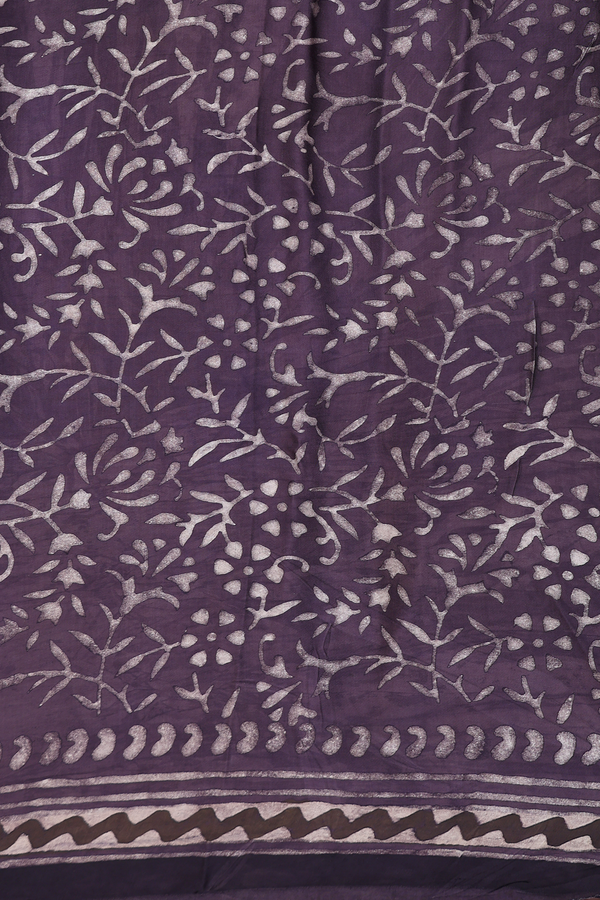 Modal Silk Saree In Plum Brown With Floral Printed Design