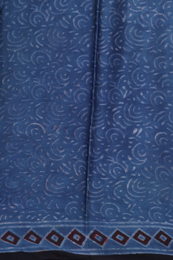 Modal Silk Saree In Prussian Blue With Floral Printed Design