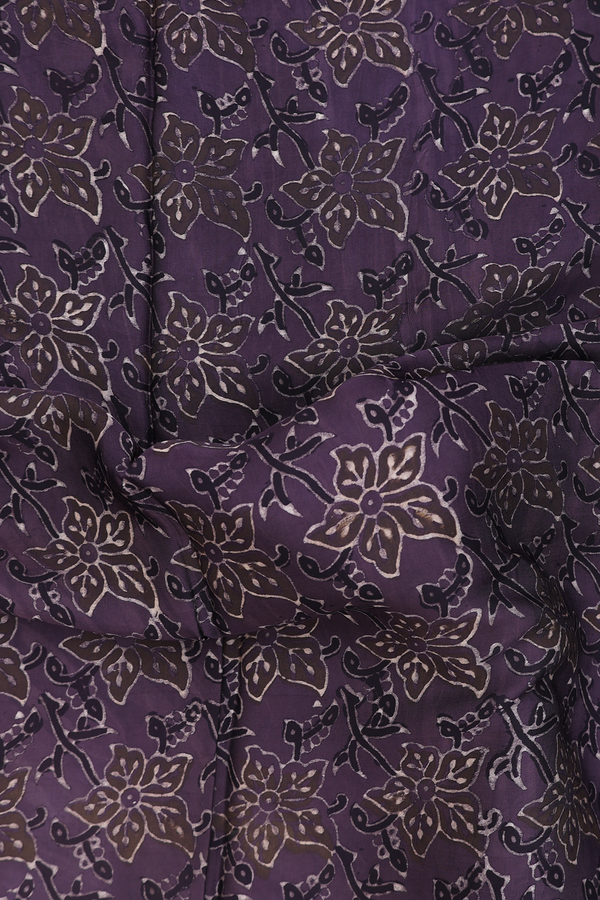 Modal Silk Saree In Plum Brown With Floral Printed Design