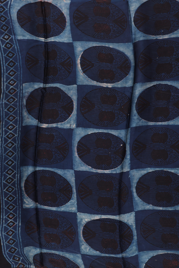 Modal Silk Saree In Prussian Blue With Tree Design