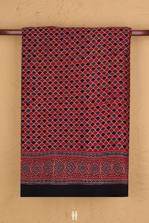 Modal Silk Saree In Ruby Red With Scallop Design