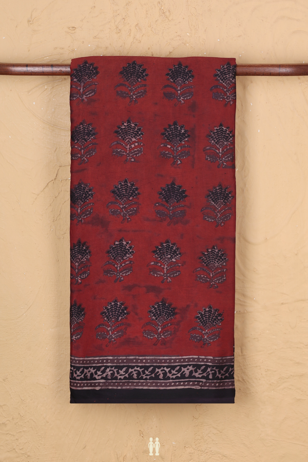 Modal Silk Saree In Rust Red With Allover Design