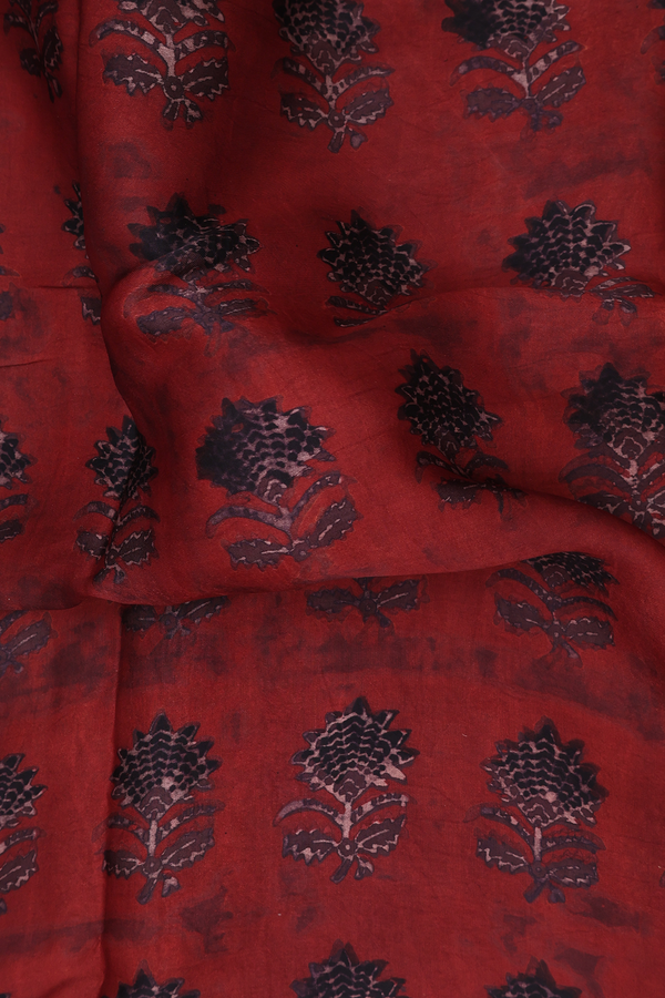 Modal Silk Saree In Rust Red With Allover Design