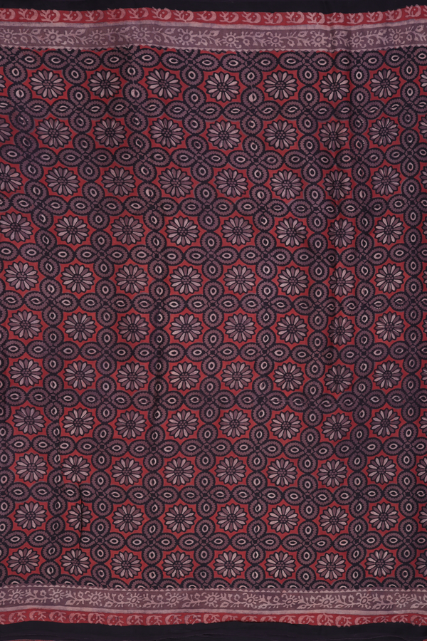 Modal Silk Saree In Rust Red With Floral Printed Design