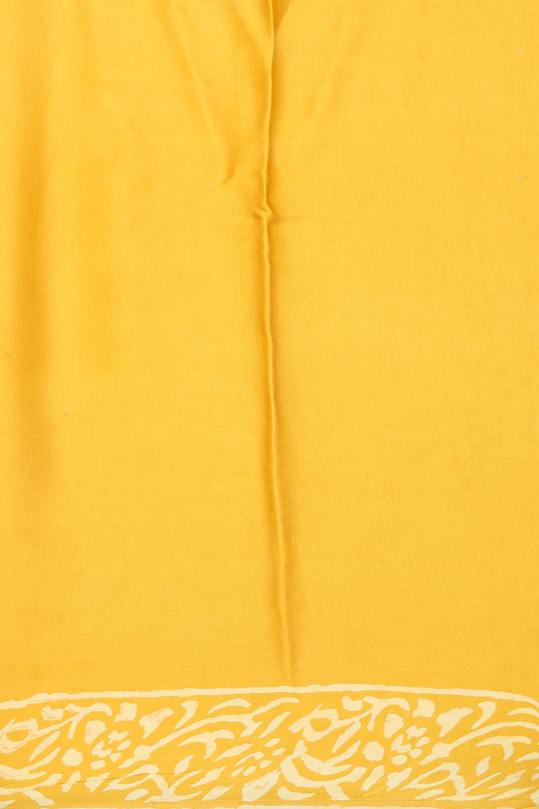 Modal Silk Saree In Saffron Yellow With Paisley Design