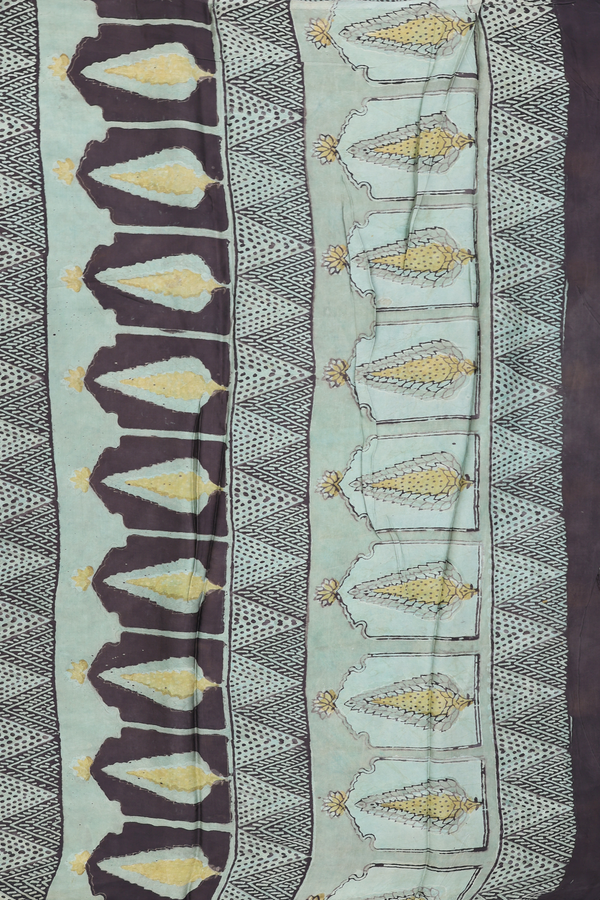 Modal Silk Saree In Sage Green With Floral Design