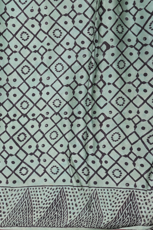 Modal Silk Saree In Sage Green With Floral Design