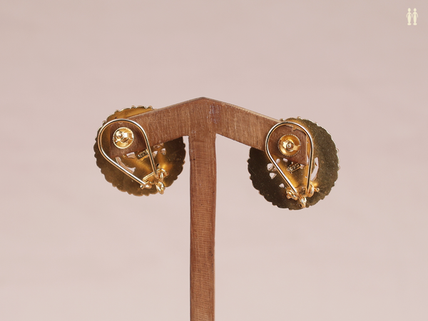 Chakram Design Gold Plated Pure Silver Stud Earrings