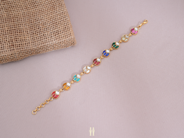 Multicolor Stone Gold Plated Pure Silver Bracelet