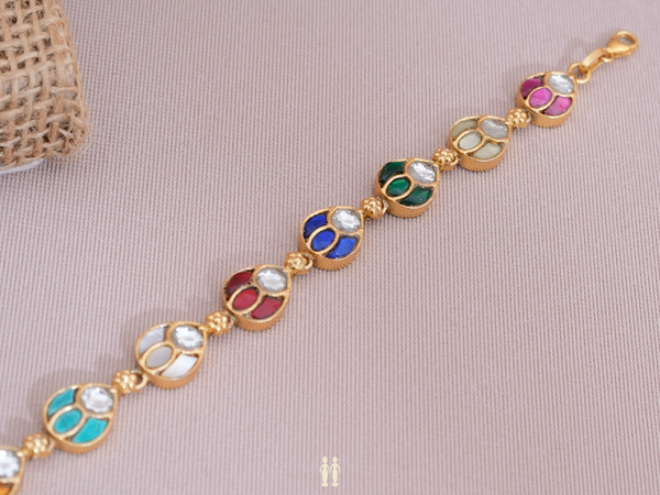 Multicolor Stone Gold Plated Pure Silver Bracelet