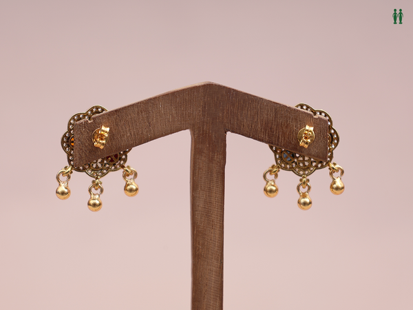 Multicolor Stone Gold Plated Pure Silver Earrings