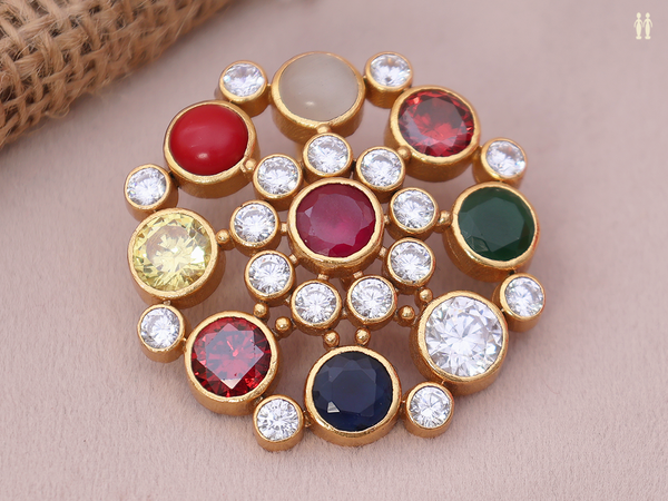 Multicolor Stone Gold Plated Pure Silver Juda Pin