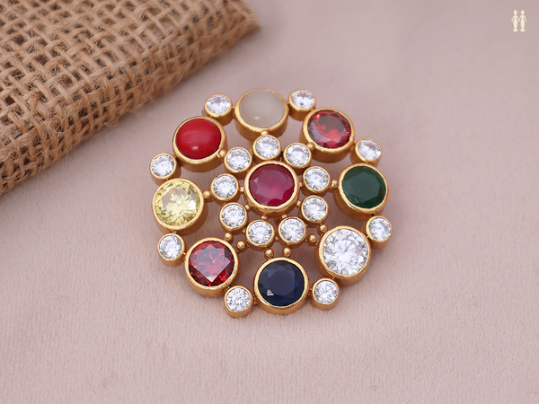 Multicolor Stone Gold Plated Pure Silver Juda Pin
