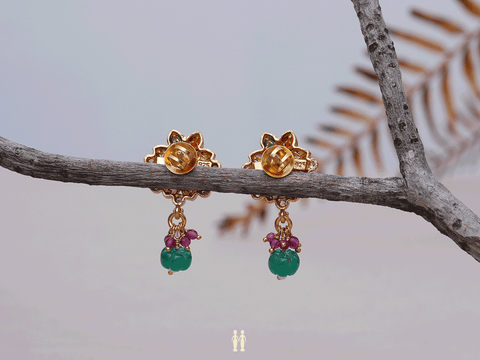 Multicolor Stone Gold-Plated Silver Earrings
