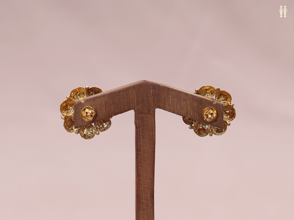 Multicolor Stone Pure Silver Stud Earrings