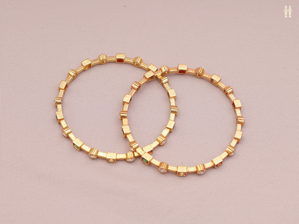 Multicolor Stones Gold Plated Silver Bangles