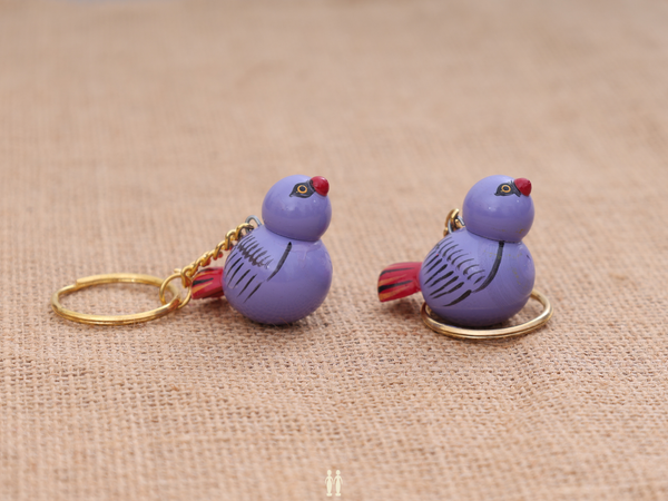 Handicraft Birds Set Of 3 Wooden Key Chain