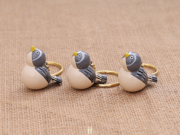 Handicraft Birds Set Of 3 Wooden Key Chain